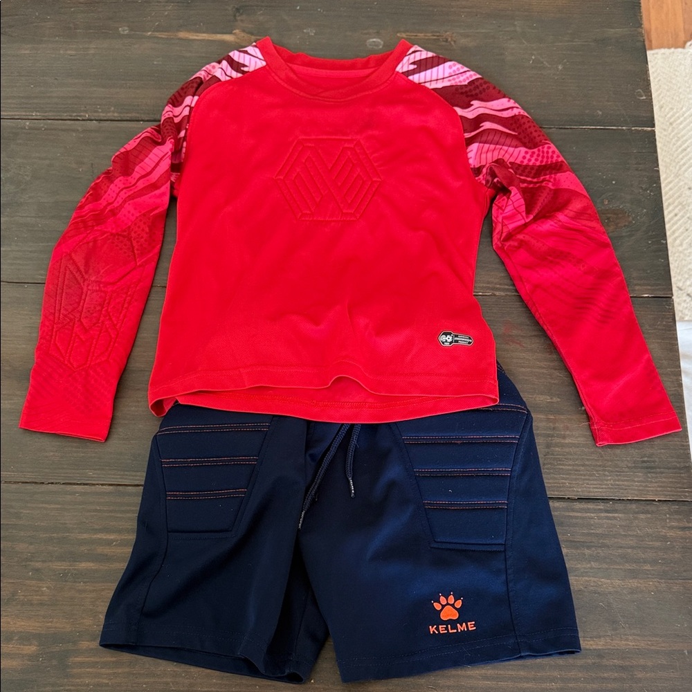 Kelme Red and Navy GK Goalkeeper Sports Soccer Set